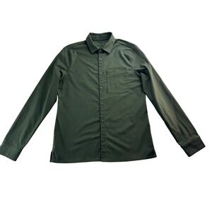 Lululemon Mens Commission Long Sleeve Shirt Olive Green Size M Button Down